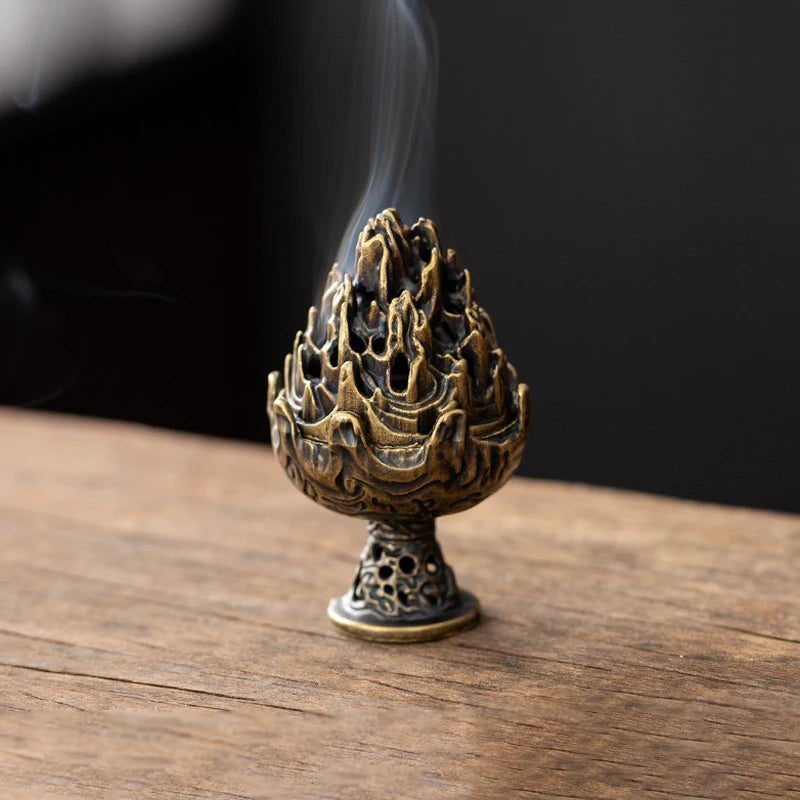 Vintage Alloy Incense Burner — Hollow Three-Legged Censer