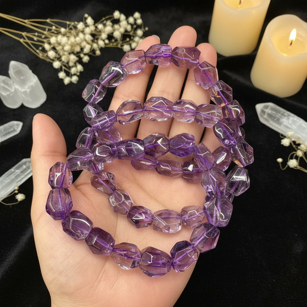 Amethyst Tumbled Bead Bracelet