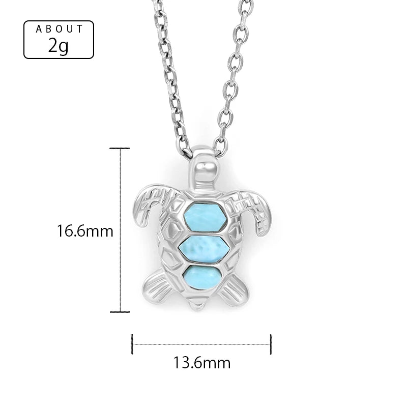 Larimar Sea Turtle Pendant Necklace
