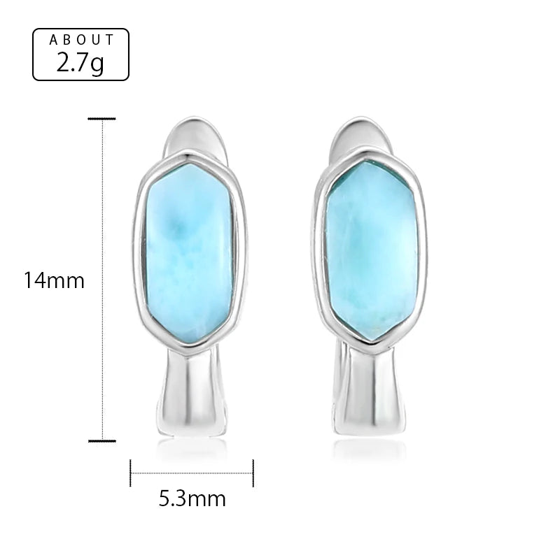 Larimar Oval Drop Earrings in 925 Sterling Silver
