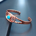 Copper Cuff Bracelet with Blue Stone | Adjustable Healing Bangle