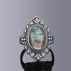 Labradorite Oval Gemstone Ring | 925 Sterling Silver