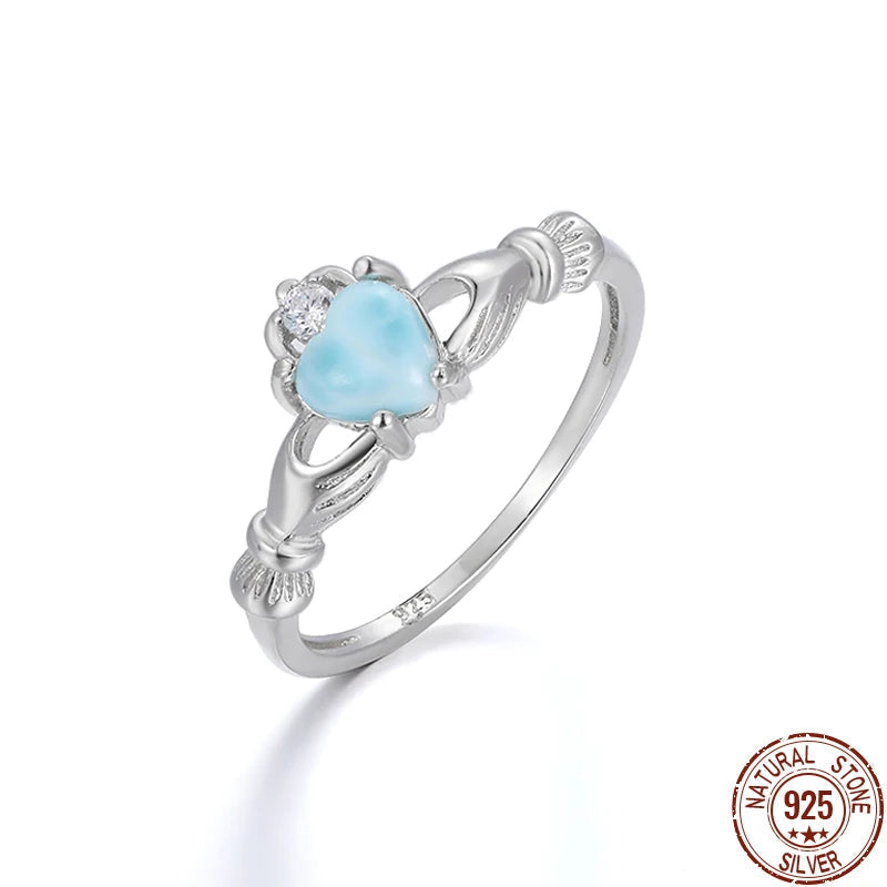 Larimar Heart Ring in Sterling Silver