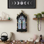 Gothic Church Arch Crystal Display Shelf – Wooden Wall Organizer