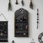 Gothic Arch Wall Cabinet – Wooden Crystal Display Case & Altar Organizer