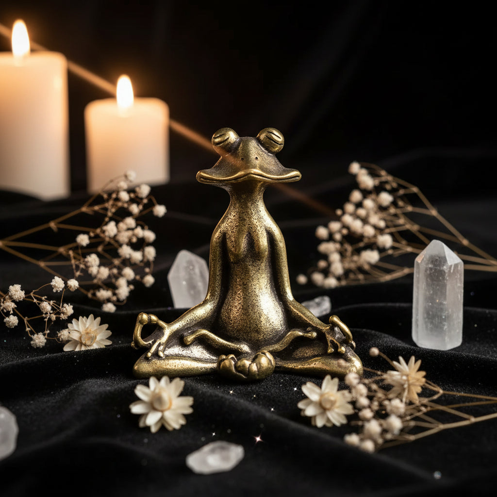 Sitting Zen Frog Incense Holder | Solid Bronze Tea Pet Ornament
