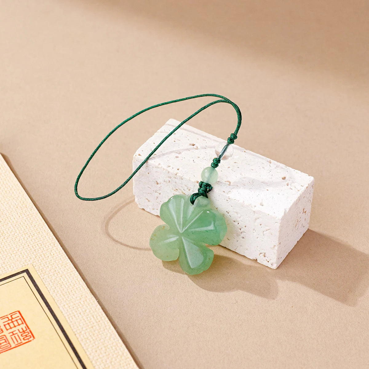 Aventurine Four Leaf Clover Crystal Keychain