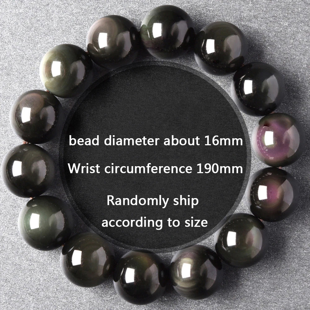 Rainbow Eye Obsidian Bracelet — Natural Crystal Bead Bracelet (6–18mm)