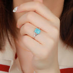 Larimar Sculptural Bezel Ring in 925 Sterling Silver