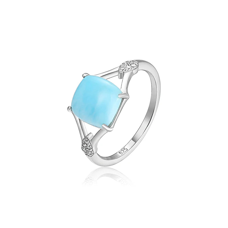 Larimar Sculptural Bezel Ring in 925 Sterling Silver