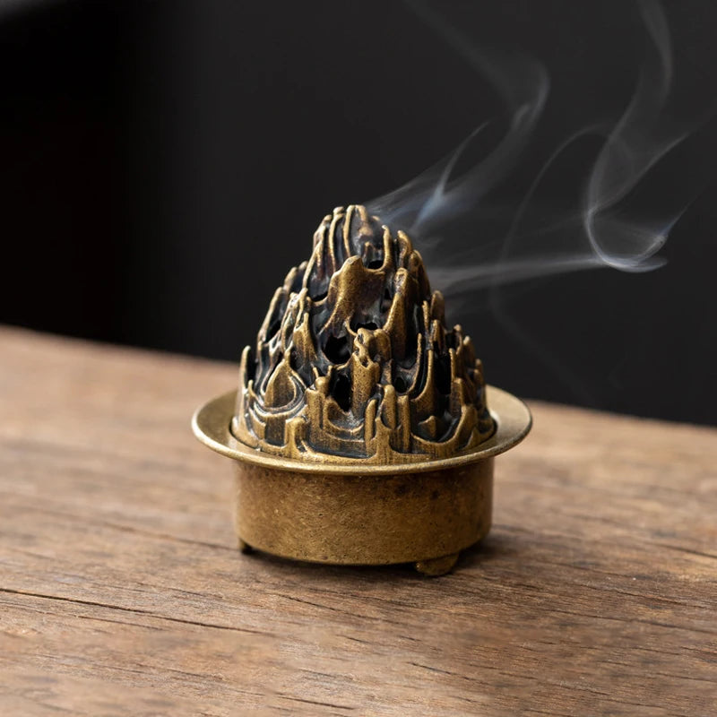 Vintage Alloy Incense Burner — Hollow Three-Legged Censer