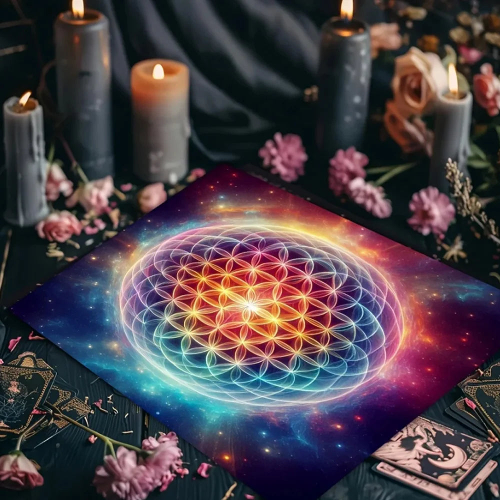 Mandala Flower of Life Altar Cloth — Sacred Geometry Tarot Mat