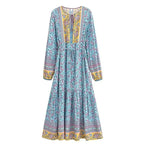 Boho Floral Maxi Dress with Long Sleeves