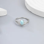 Larimar Pear-Cut Ring, Wave Pavé Band