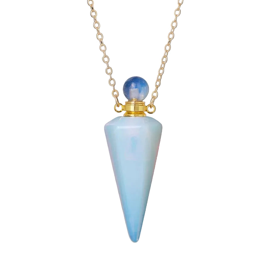 Crystal Essential Oil Diffuser Necklace — Natural Gemstone Healing Pendant
