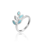 Larimar Olive Leaf Ring in 925 Sterling Silver
