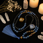 Tiger Eye & Black Onyx 108 Mala Bead Necklace | Meditation Prayer Rosary