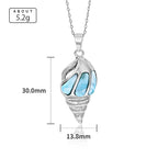 Larimar Spiral Shell Pendant Necklace, 925 Sterling Silver