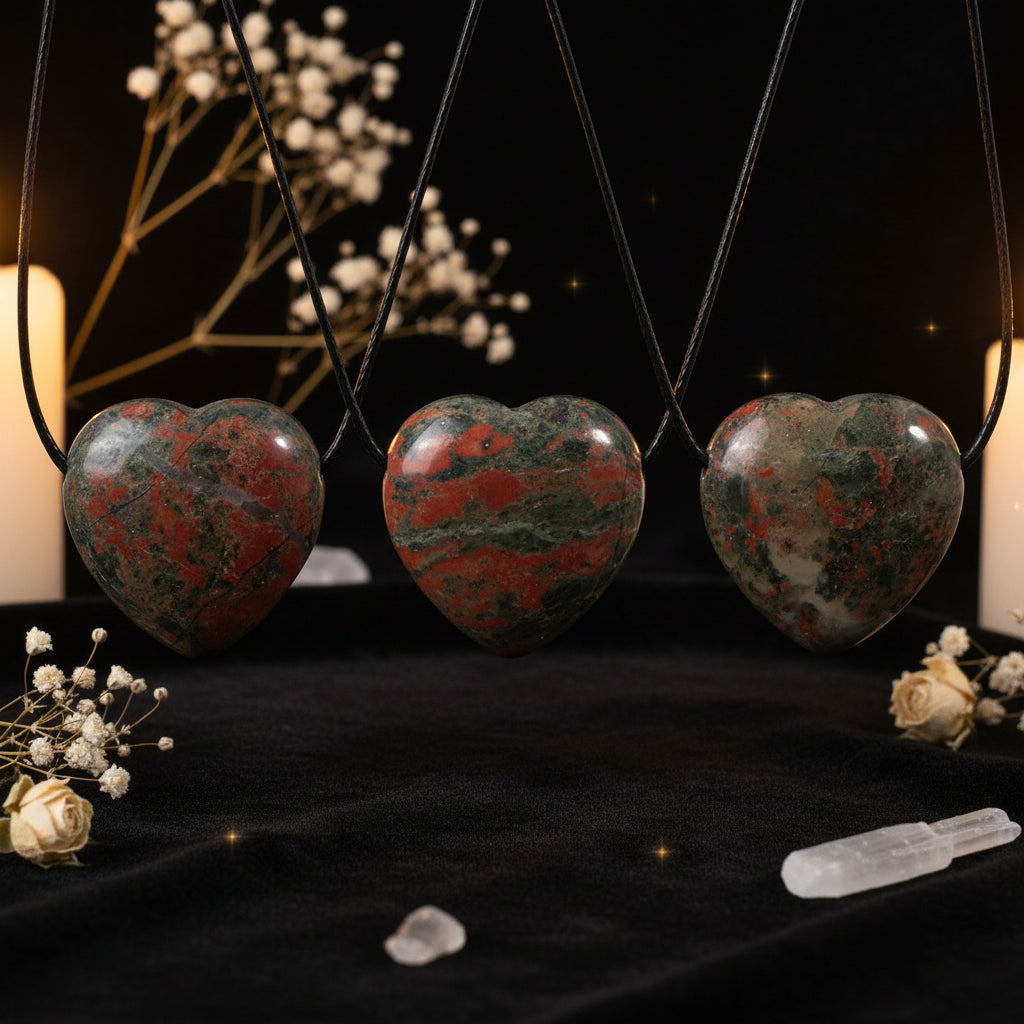 Natural Stone Heart Pendant Necklace – Choose Your Crystal