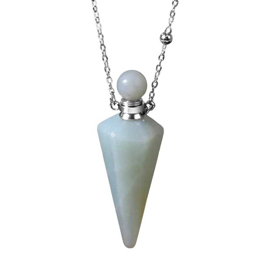 Crystal Essential Oil Diffuser Necklace — Natural Gemstone Healing Pendant