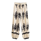 Boho Floral Print Wide-Leg Bloomer Pants