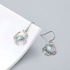 Larimar Crab Drop Earrings, 925 Sterling Silver