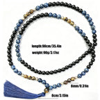 Tiger Eye & Black Onyx 108 Mala Bead Necklace | Meditation Prayer Rosary