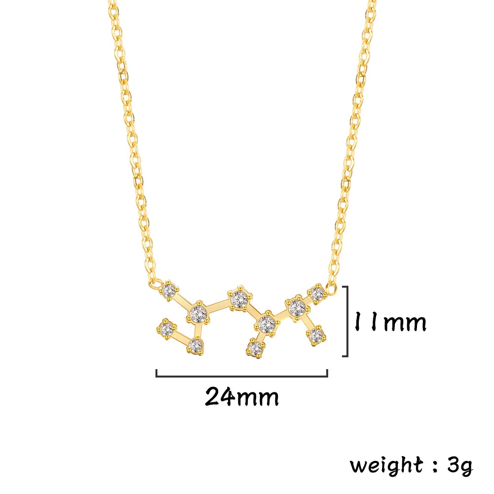 Zodiac Constellation Necklace — Silver & Gold Star Sign Pendant
