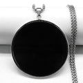 Black Obsidian Circle Pendant Necklace | Silver or Gold Chain