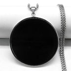 Black Obsidian Circle Pendant Necklace | Silver or Gold Chain