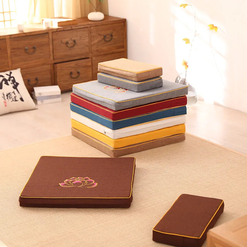 Linen Meditation Floor Cushion | Zafu Sitting Mat for Yoga & Ritual