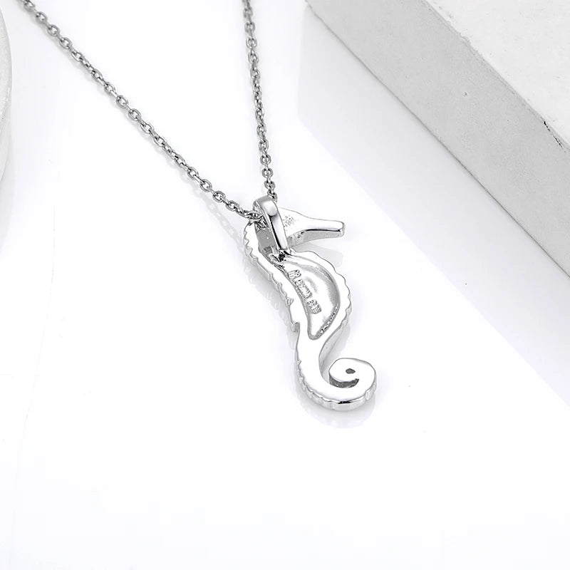 Larimar Seahorse Pendant Necklace in 925 Sterling Silver