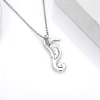 Larimar Seahorse Pendant Necklace in 925 Sterling Silver