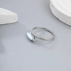Larimar Minimalist Bezel Ring with Pavé Shoulder