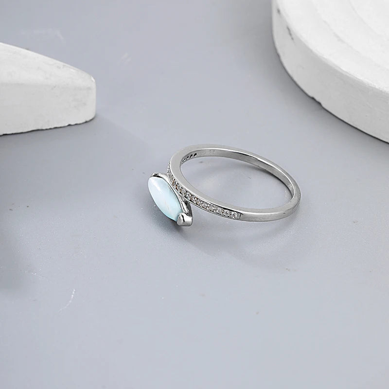 Larimar Minimalist Bezel Ring with Pavé Shoulder
