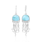 Larimar Jellyfish Drop Earrings, 925 Sterling Silver