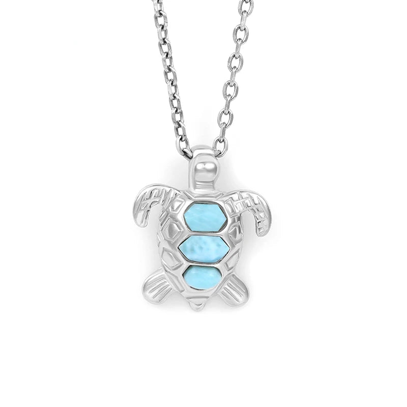 Larimar Sea Turtle Pendant Necklace