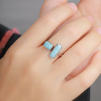 Larimar Offset Rectangle Ring in 925 Sterling Silver