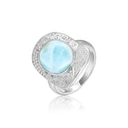 Larimar Filigree Statement Ring in 925 Sterling Silver