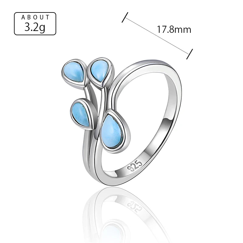 Larimar Branch Ring, Open Silver Band