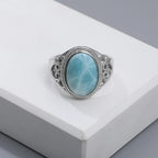 Larimar Oval Cocktail Ring, Zircon Accents