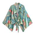 Boho Crane Floral Cropped Kimono