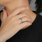 Larimar Geometric 925 Sterling Silver Cocktail Ring