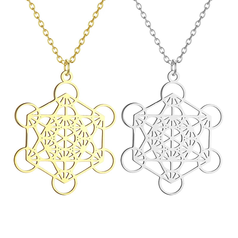 Metatron's Cube & Seed of Life Pendant Necklace | Sacred Geometry | Silver or Gold