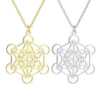 Metatron's Cube & Seed of Life Pendant Necklace | Sacred Geometry | Silver or Gold
