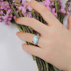 Larimar & Zircon Oval 925 Sterling Silver Ring