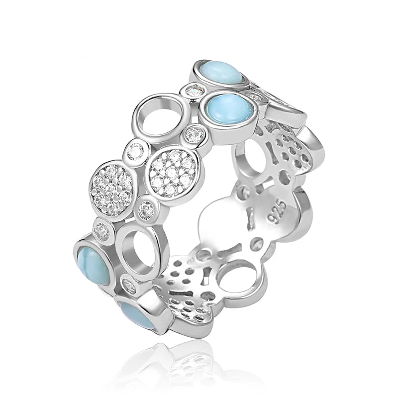 Larimar Circle Band Ring in 925 Sterling Silver