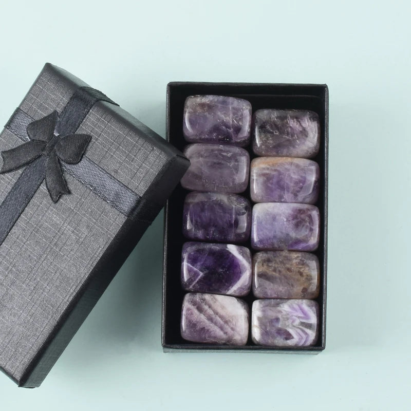 10-Piece Tumbled Crystal Healing Stone Set | Chakra Reiki Gemstones in Gift Box