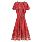 Boho Floral Tassel Maxi Dress