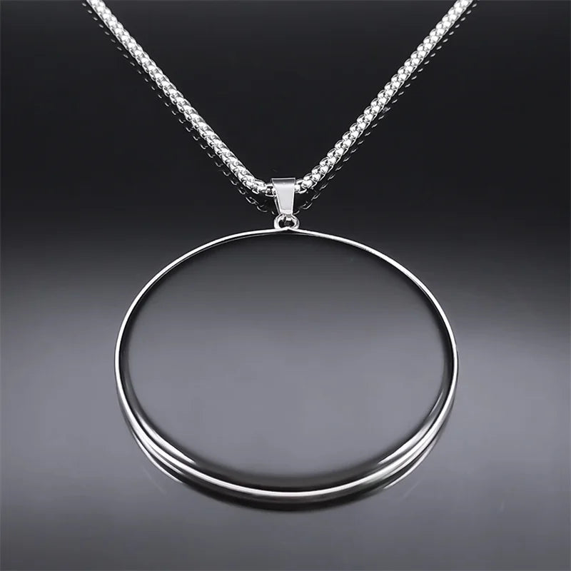 Black Obsidian Circle Pendant Necklace | Silver or Gold Chain